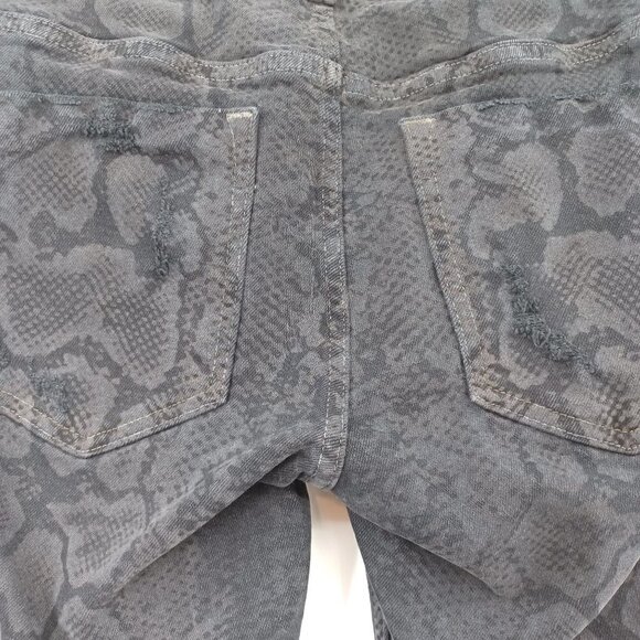 Zara Black Snakeskin Print Distressed Skinny Jean Women's 4 Reptile Animal Print - Picture 6 of 10